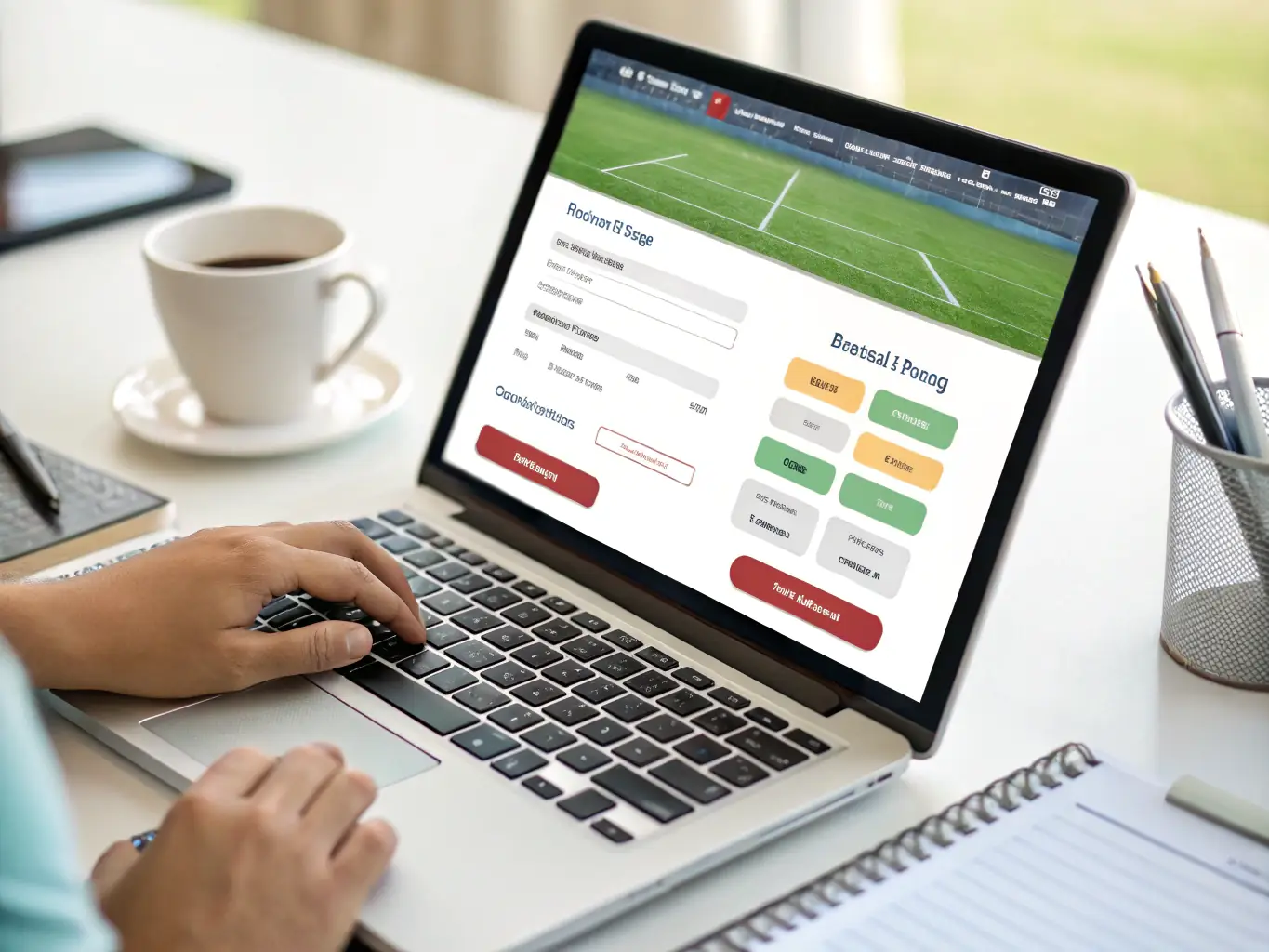 A vibrant image showcasing a diverse range of sports events available on br4bet, including soccer, basketball, and tennis, displayed on a user's laptop screen.